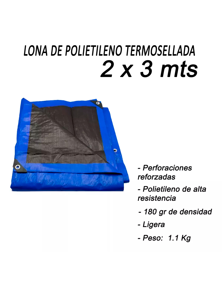 Foto 8 pulgar | Lona De Polietileno Uso Super Rudo Azul/negro 180 Gr 2x3 M