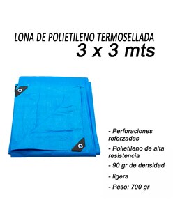 Foto 7 | Lona de Polietileno Termosellada Reforzada Azul 3x3 m