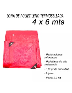 Foto 7 | Lona de Polietileno Termosellada Roja 4x6 m