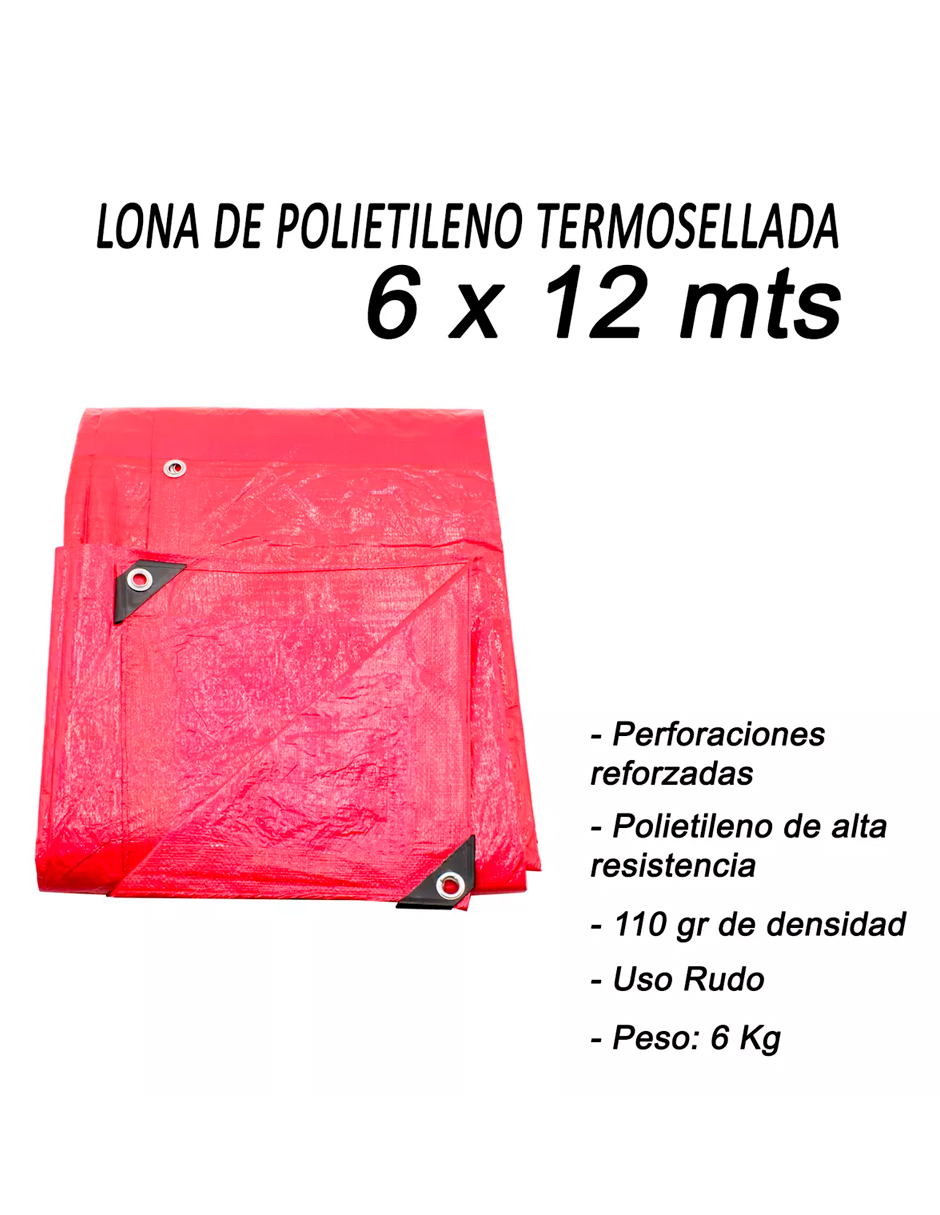 Foto 7 pulgar | Lona Roja 110 G 6x12 m