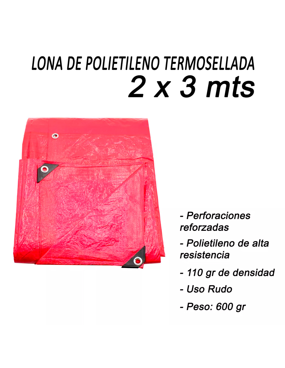 Foto 8 pulgar | Lona de Polietileno Termosellada Roja 2x3 m