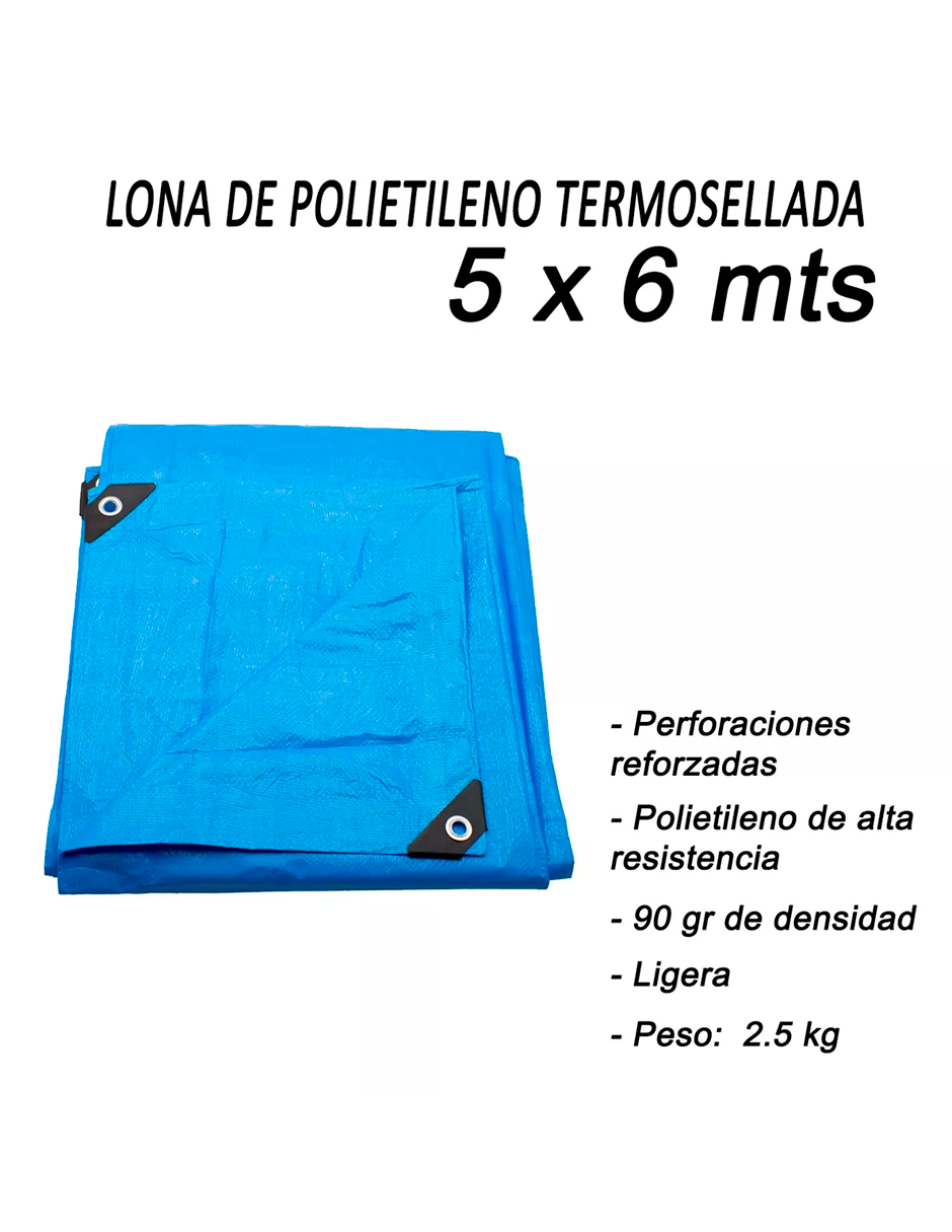 Foto 8 pulgar | Lona de Polietileno Termosellada Azul 5x6 m