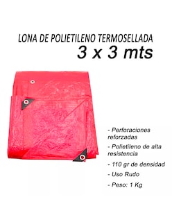 Foto 6 | Lona de Polietileno Termosellada Roja 3x3 m