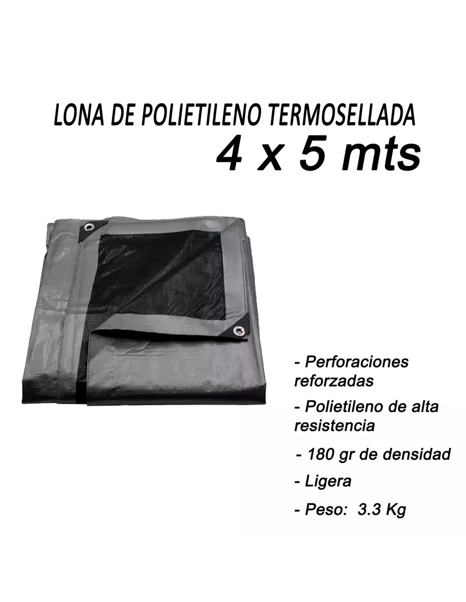 Foto 7 pulgar | Lona De Polietileno Uso Super Rudo Gris/negro 180 Gr 4x5 M