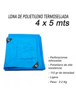 Foto 7 | Lona De Polietileno Uso Rudo Termosellada Azul 110 Gr 4x5 M