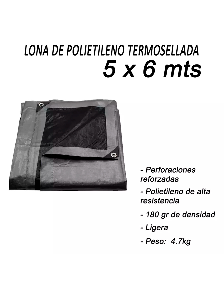 Foto 7 pulgar | Lona De Polietileno Uso Super Rudo Gris/negro 180 Gr 5x6 M