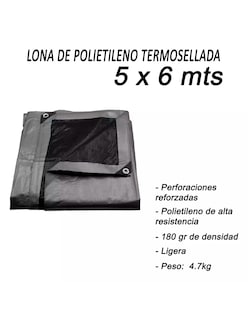 Foto 6 | Lona De Polietileno Uso Super Rudo Gris/negro 180 Gr 5x6 M