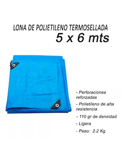 Foto 7 | Lona De Polietileno Uso Rudo Termosellada Azul 110 Gr 5x6 M