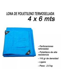 Foto 7 | Lona De Polietileno Uso Rudo Termosellada Azul 110 Gr 4x6 M
