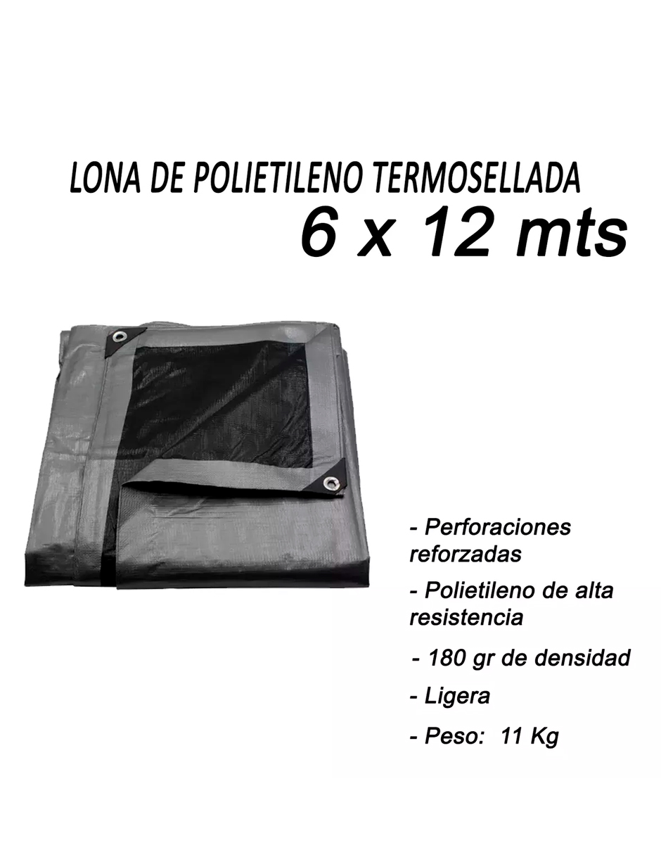 Foto 7 pulgar | Lona De Polietileno Uso Super Rudo Gris/negro 180 Gr 6x12 M