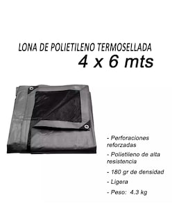 Foto 6 | Lona De Polietileno Uso Super Rudo Gris/negro 180 Gr 4x6 M
