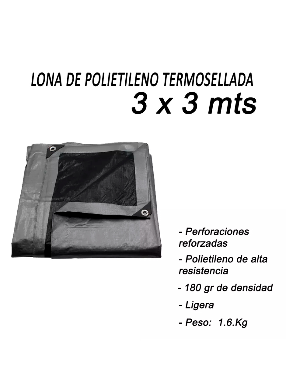Foto 7 pulgar | Lona De Polietileno Uso Super Rudo Gris/negro 180 Gr 3x3 M