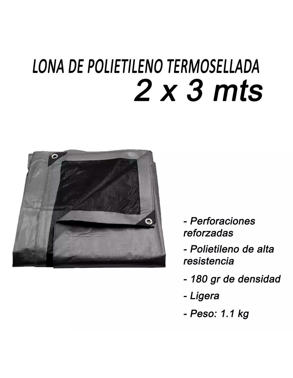 Foto 7 pulgar | Lona De Polietileno Uso Super Rudo Gris/negro 180 Gr 2x3 M