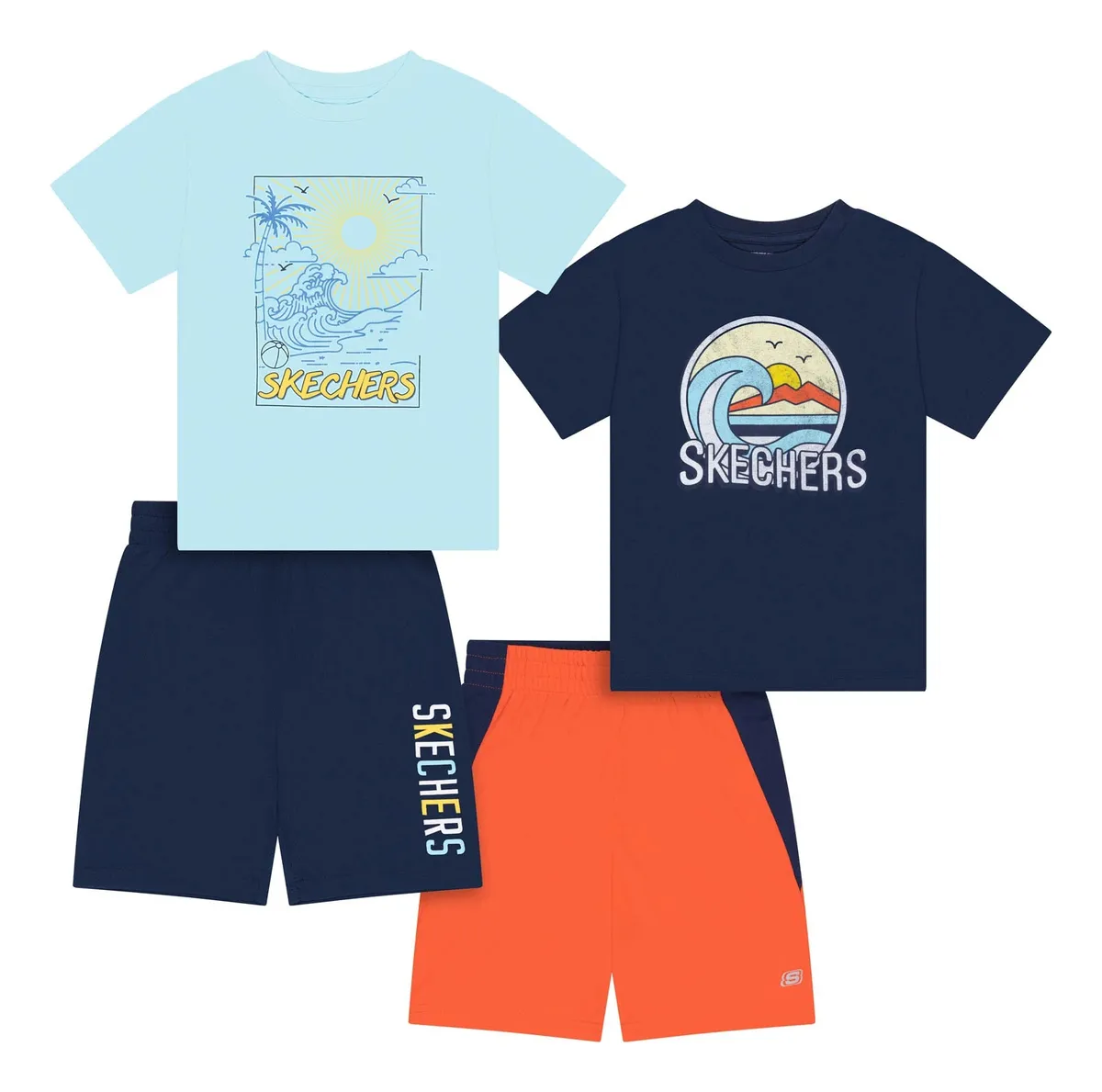 Foto 2 pulgar | Skechers Conjunto Deportivo Para Niño, 4 Piezas Con Camisetas Y Shorts Súper Cómodos Para Actividades Y Juego