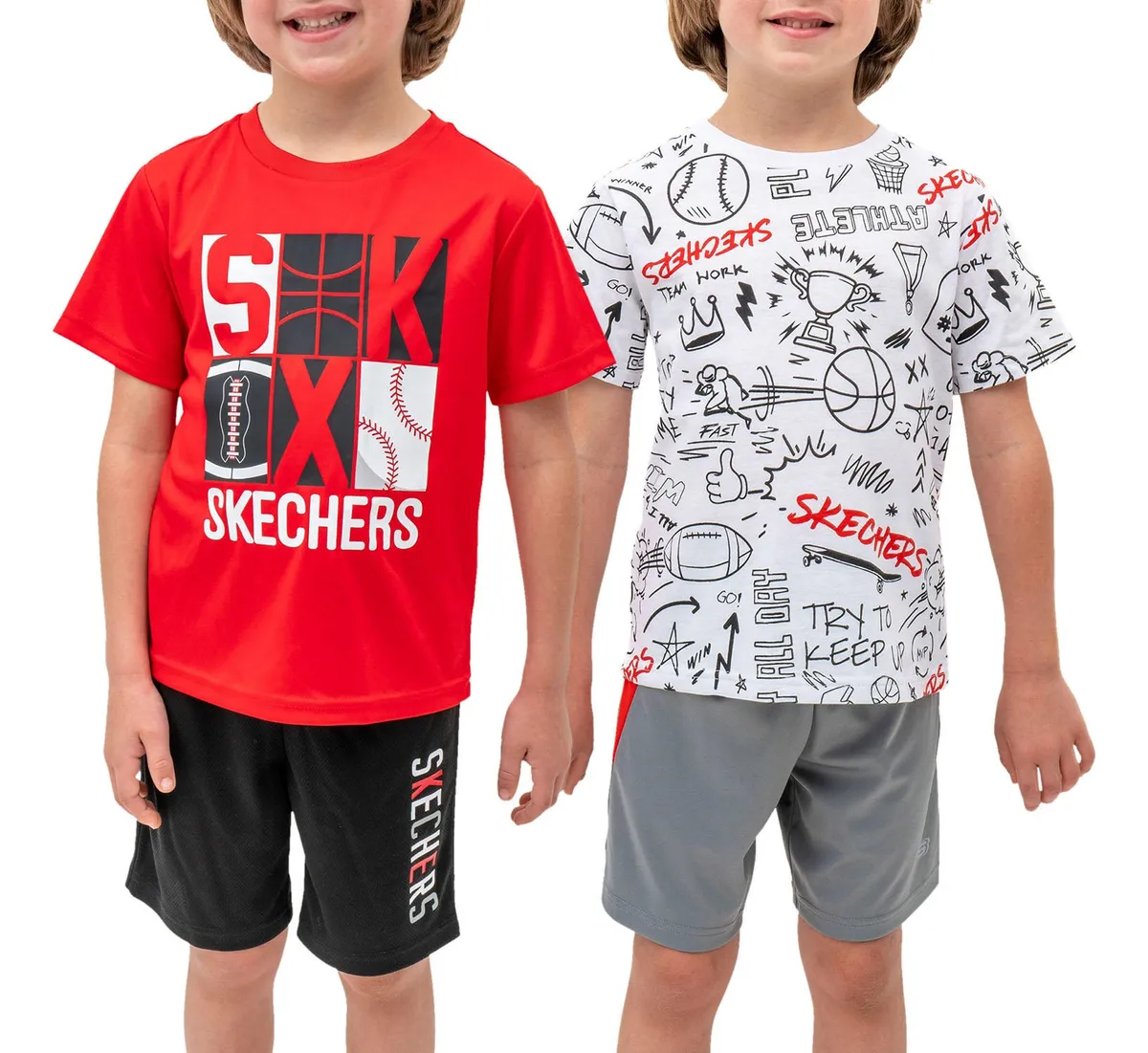 Foto 3 pulgar | Skechers Conjunto Deportivo Para Niño, 4 Piezas Con Camisetas Y Shorts Súper Cómodos Para Actividades Y Juego
