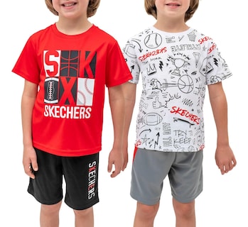 Foto 2 | Skechers Conjunto Deportivo Para Niño, 4 Piezas Con Camisetas Y Shorts Súper Cómodos Para Actividades Y Juego