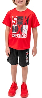 Foto 3 | Skechers Conjunto Deportivo Para Niño, 4 Piezas Con Camisetas Y Shorts Súper Cómodos Para Actividades Y Juego