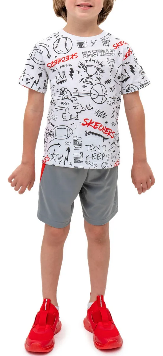 Foto 5 pulgar | Skechers Conjunto Deportivo Para Niño, 4 Piezas Con Camisetas Y Shorts Súper Cómodos Para Actividades Y Juego