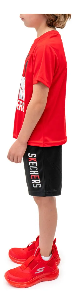 Foto 6 pulgar | Skechers Conjunto Deportivo Para Niño, 4 Piezas Con Camisetas Y Shorts Súper Cómodos Para Actividades Y Juego