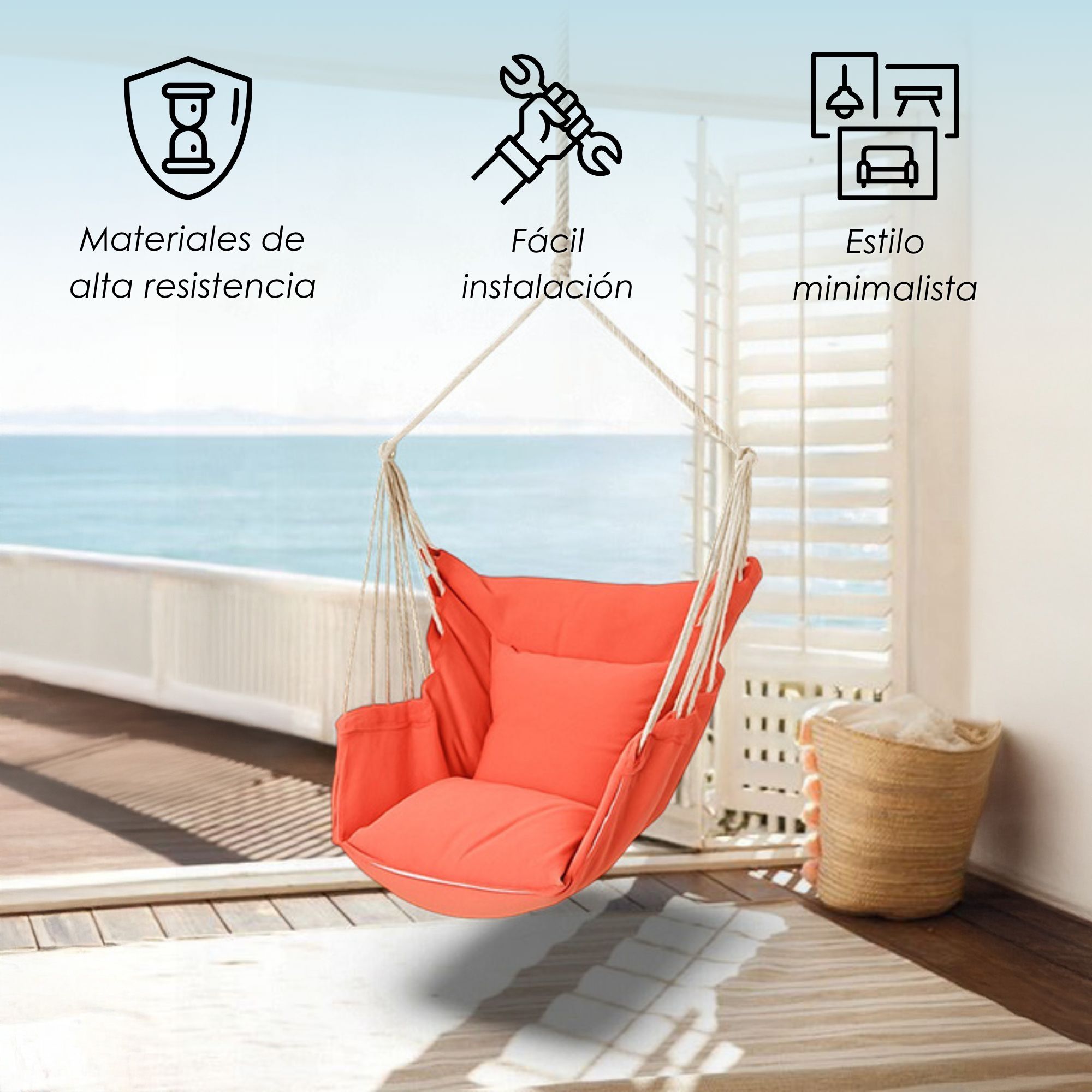 Foto 4 pulgar | Hamaca Silla Colgante Para Exteriores E Interiores De Algodon Con Cojin