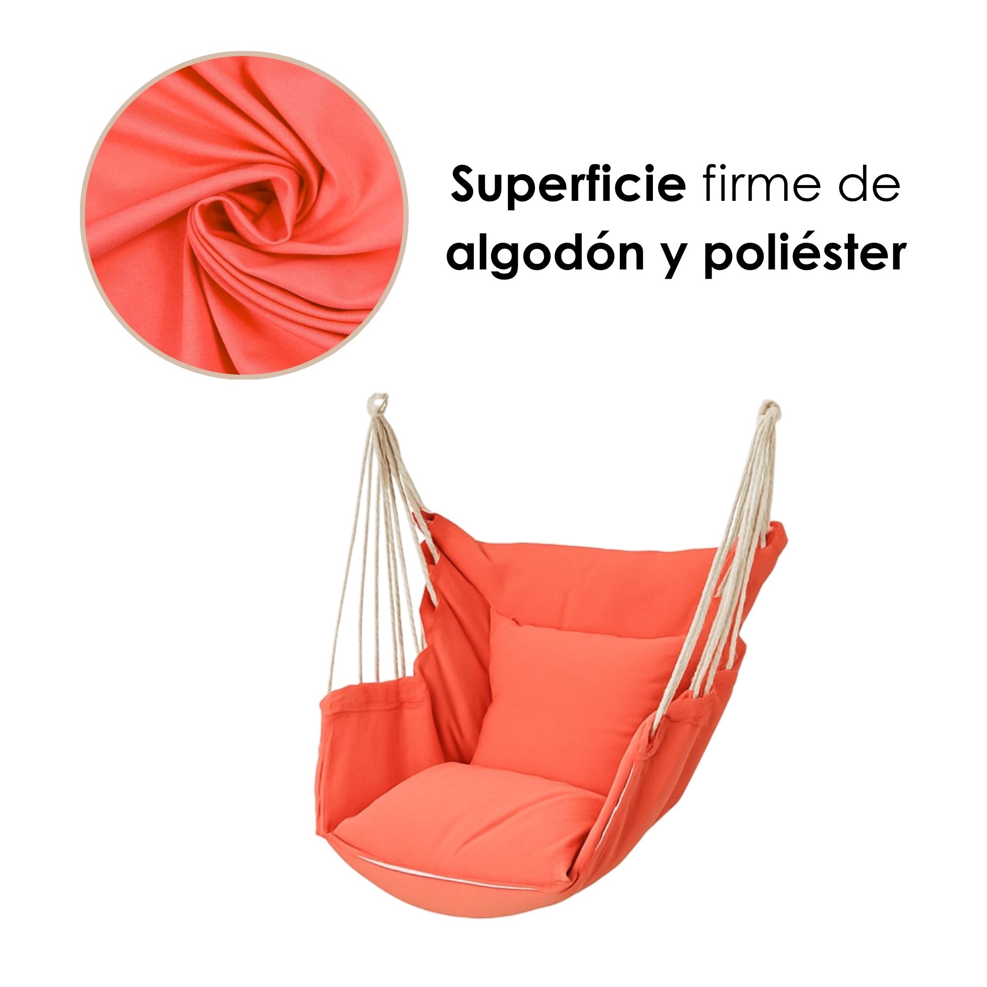 Foto 7 pulgar | Hamaca Silla Colgante Para Exteriores E Interiores De Algodon Con Cojin