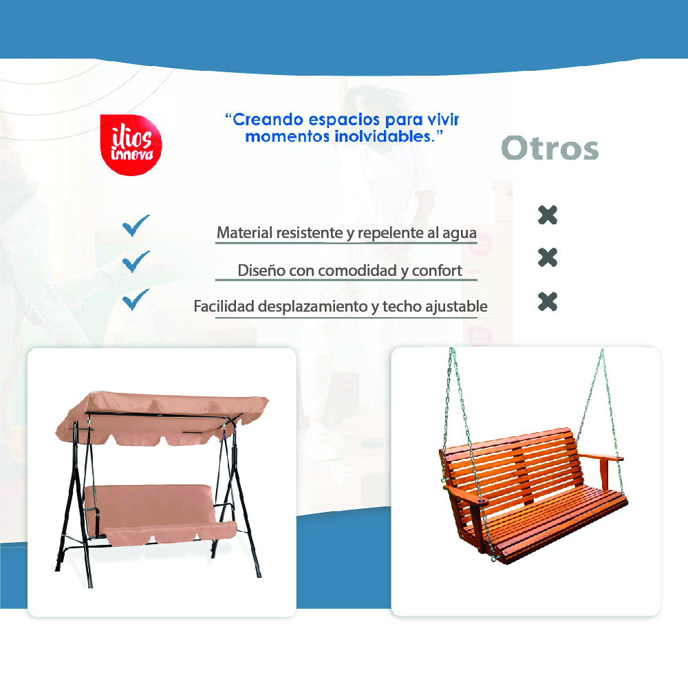 Foto 9 pulgar | Columpio Ilios Innova CE-3A para Exteriores Marrón