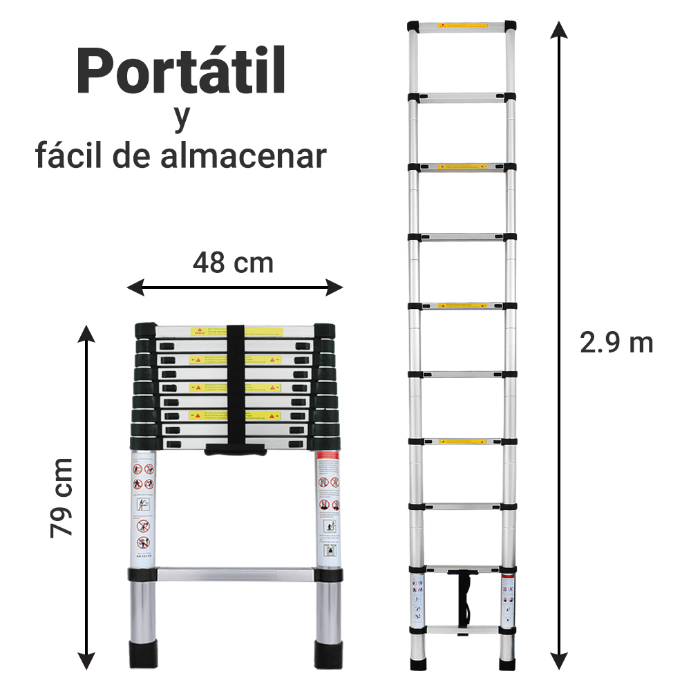 Foto 3 pulgar | Escalera Telescópica Lo Necesito Multiusos de 2.9 m