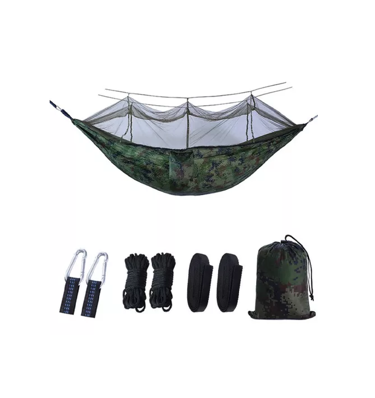 Foto 3 pulgar | Hamaca Portátil para Camping con Accesorios Verde Oscuro