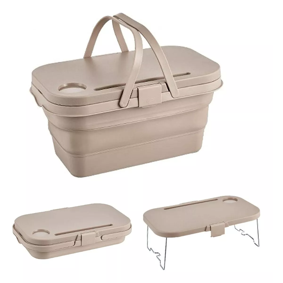 Foto 3 pulgar | Cesta De Picnic Multifuncional Plegable C/tablero De Mesa Eo Safe Imports Esi-11345 Beige