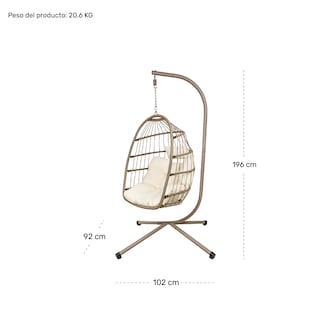 Foto 5 | Silla Columpio Colgante + Cojines Jardimex Beige