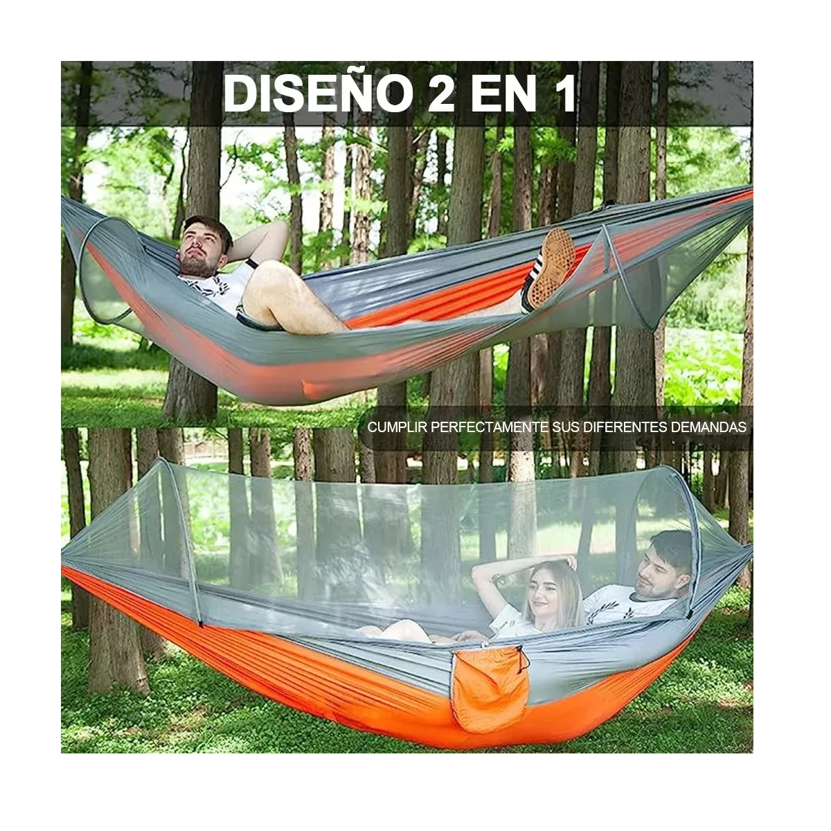 Foto 2 | Hamaca De Camping Portátil Con Mosquitera + Kit De Instalación Eo Safe Imports Esi-12682 Multicolor