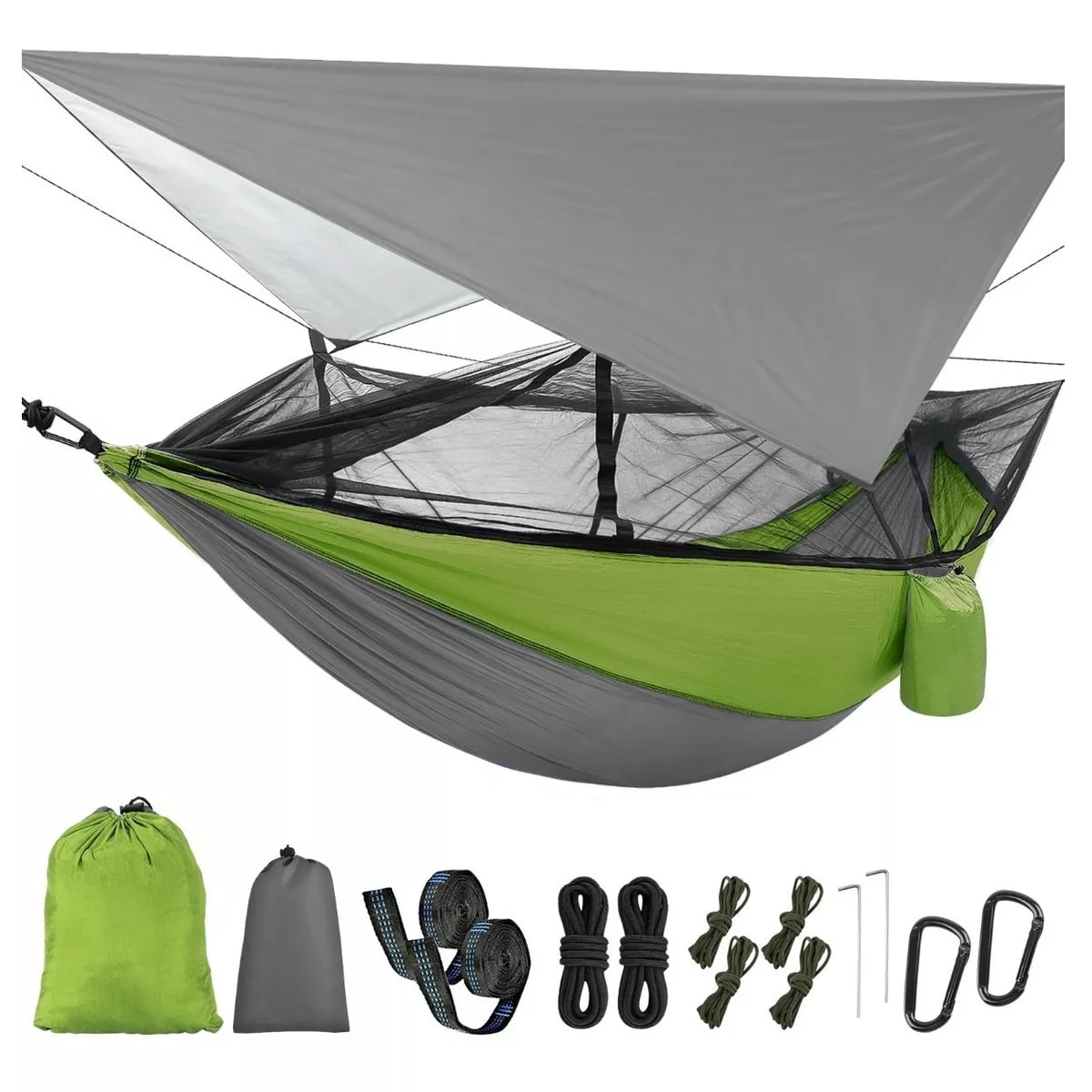 Hamacas Náilon Con Lona De Lluvia Y Mosquitera Para Cámping  Eo Safe Imports Esi-12683 Multicolor $1,429