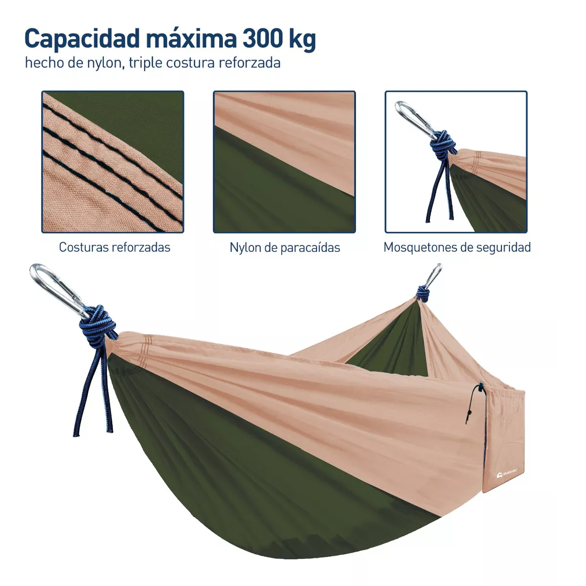 Foto 2 | Hamaca Camping Portátil Ligera Duradera + Kit De Instalación Eo Safe Imports Esi-14695 Multicolor