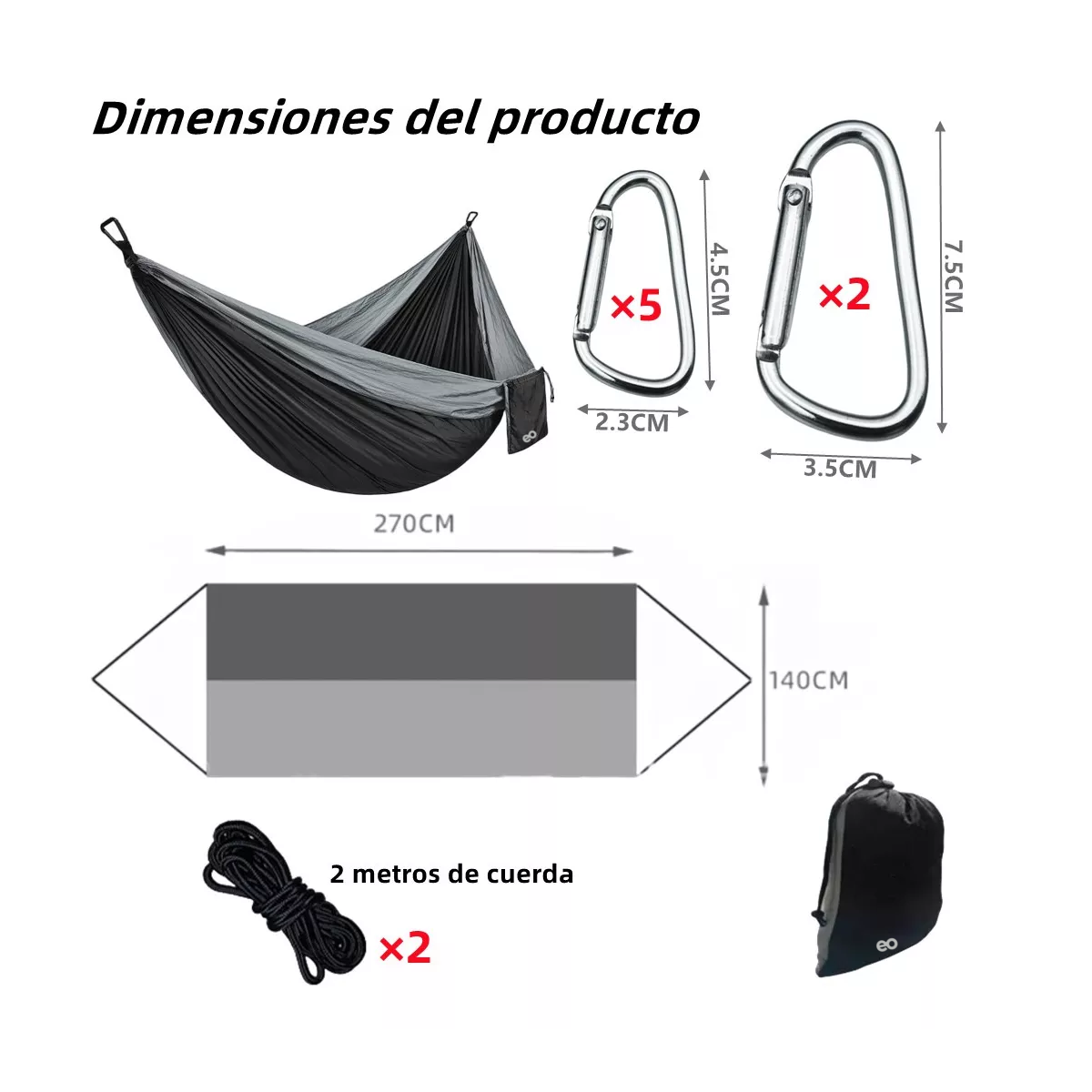 Foto 3 pulgar | Hamaca Algodón Para Exterior Jardín Camping Portátil Eo Safe Imports Esi-14693-1 Multicolor