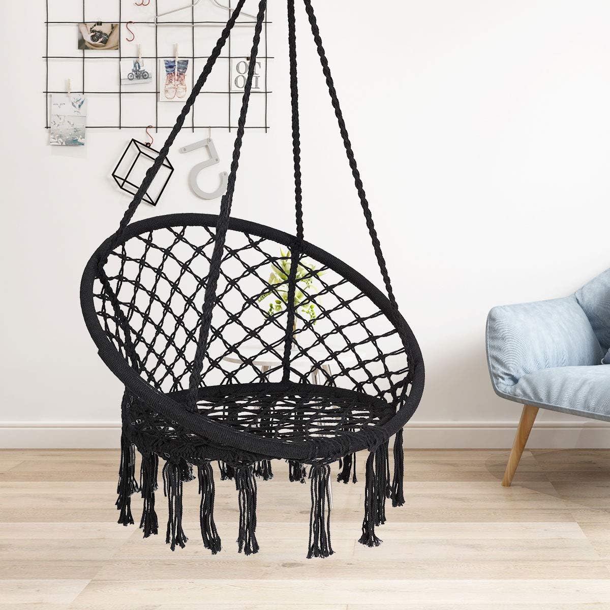 Foto 1 | Silla Colgante Macrame Aleissi Negra para Interior o Exterior
