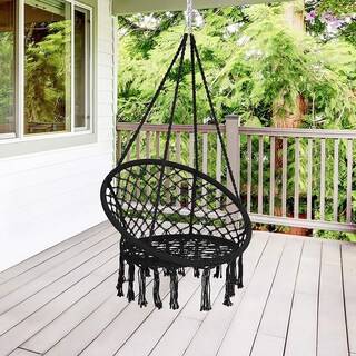 Foto 2 | Silla Colgante Macrame Aleissi Negra para Interior o Exterior