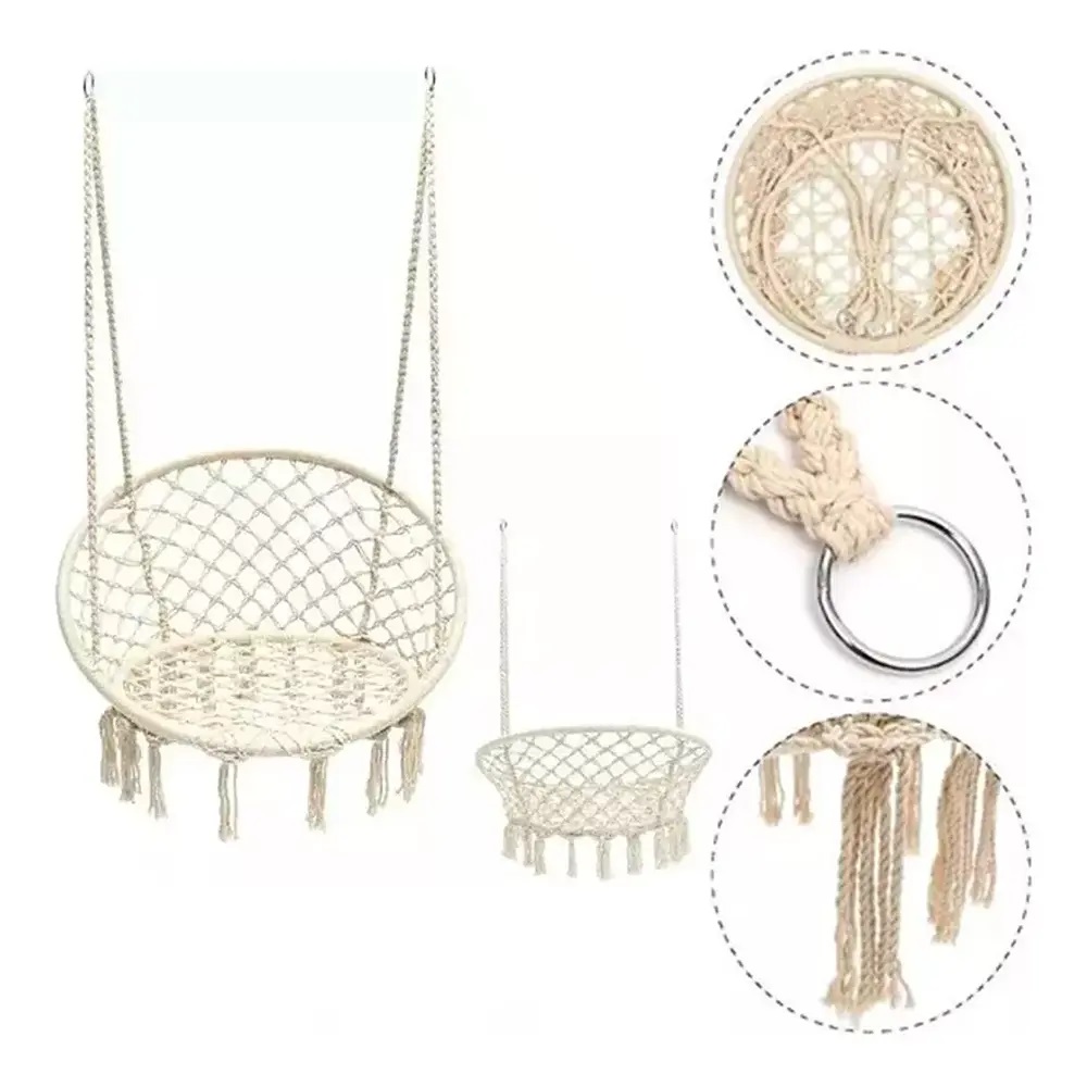 Foto 4 pulgar | Silla Colgante Macrame Aleissi Blanca para Interior o Exterior