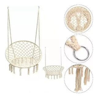 Foto 3 | Silla Colgante Macrame Aleissi Blanca para Interior o Exterior