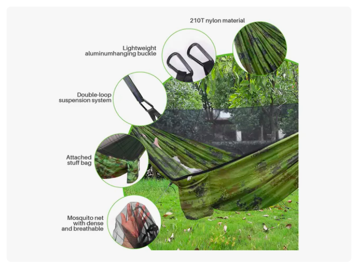 Foto 4 pulgar | Hamacas Xtellar Exterior De Nailon Con Mosquitero Campamento Jardin