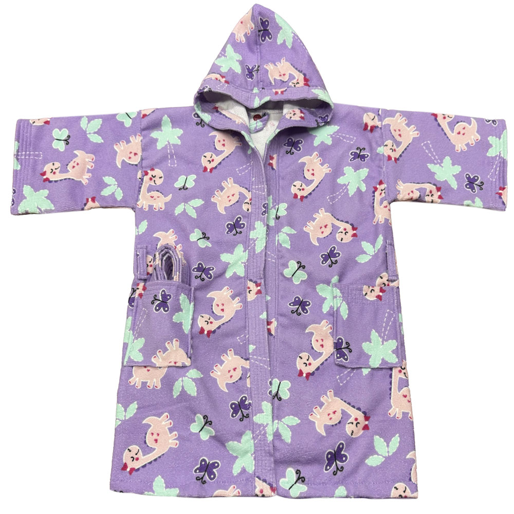 Foto 2 | Bata De Baño Infantil Con Gorro Lila Jirafas 6-8