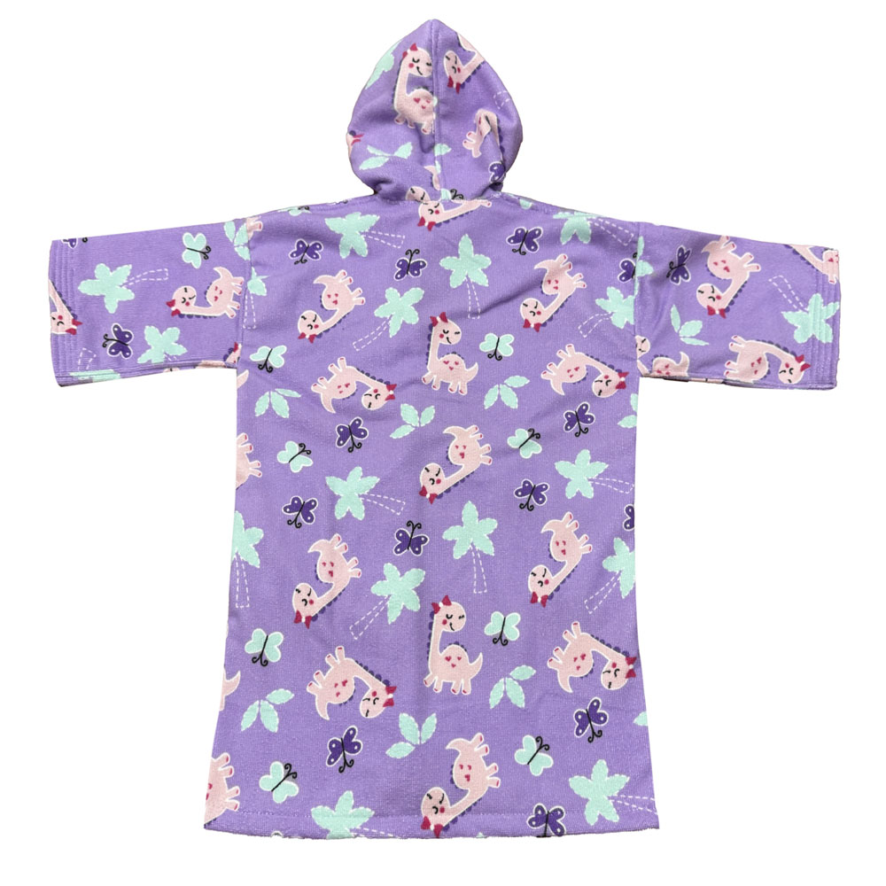 Foto 4 pulgar | Bata De Baño Infantil Con Gorro Lila Jirafas 4-6