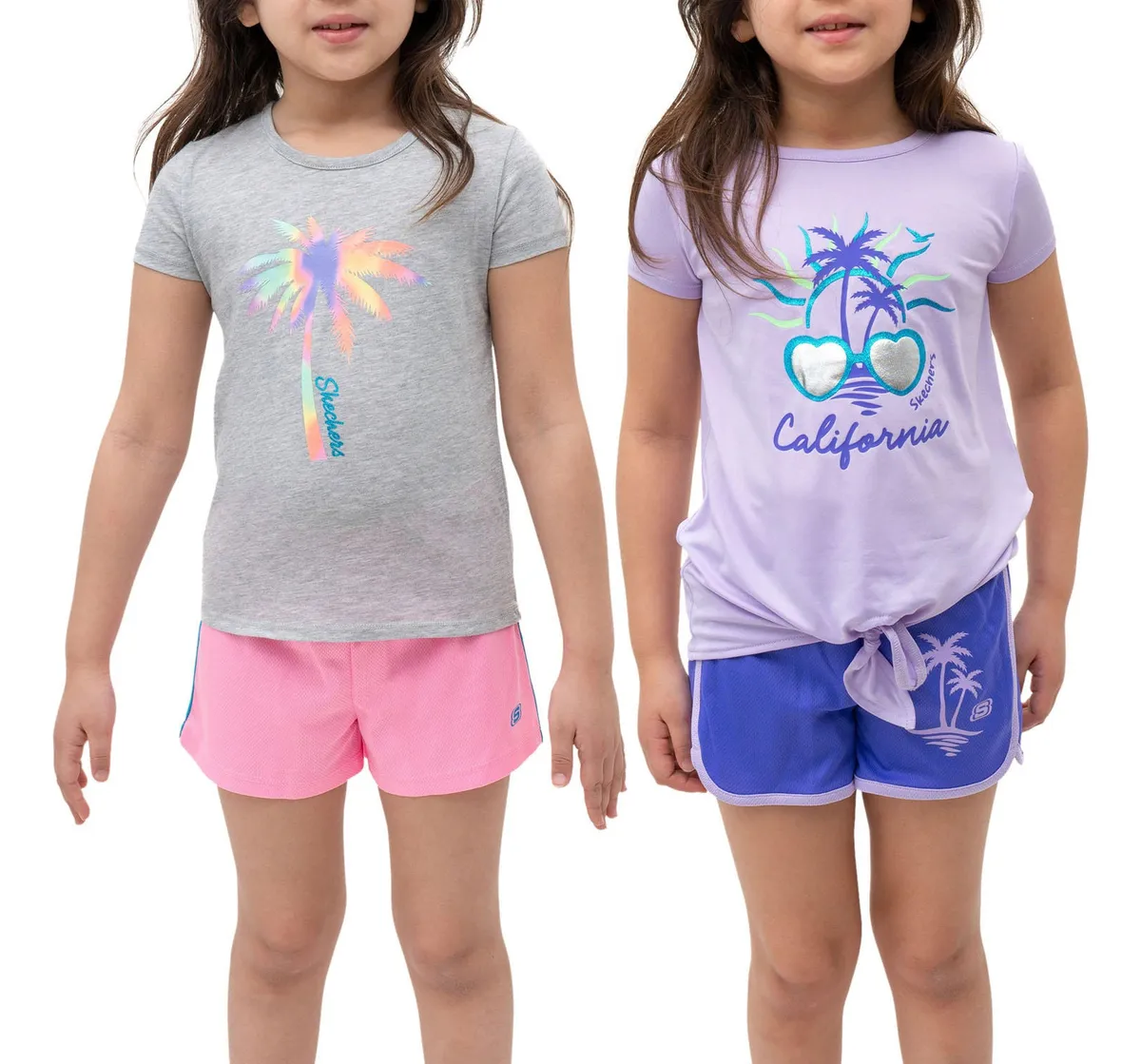 Foto 3 pulgar | Skechers Conjunto Para Niña, 4 Piezas De Camisetas Y Shorts, Cómodos, Perfectos Para Jugar Y Pasear