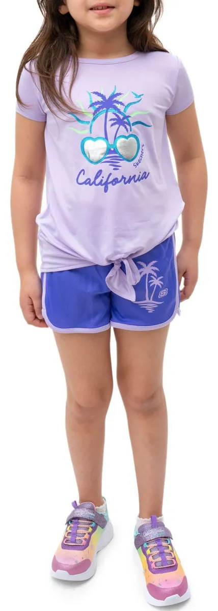Foto 4 pulgar | Skechers Conjunto Para Niña, 4 Piezas De Camisetas Y Shorts, Cómodos, Perfectos Para Jugar Y Pasear