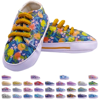 Foto 1 | Tenis para Bebés Luulu Bb-010a-Limones Amarillo de Tela Suave con Suela Flexible