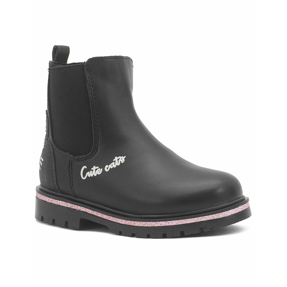 Foto 6 pulgar | Botín Bambino Para Niña Elástica Casual Chunky Gatito Negro Negro