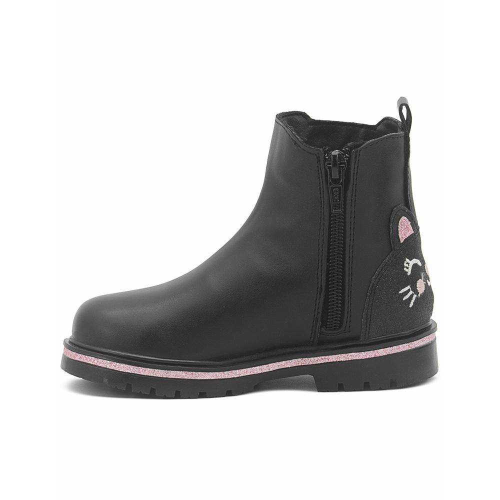Foto 7 pulgar | Botín Bambino Para Niña Elástica Casual Chunky Gatito Negro Negro