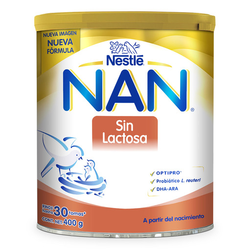 Foto 2 pulgar | Fórmula Infantil NAN Nestle Lata Leche sin Lactosa 400 G