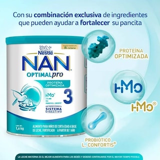 Foto 3 | Fórmula Infantil Nan Optimal Pro Etapa 3, 1.6kg 2pz