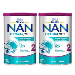 Foto 1 | Fórmula Infantil Nan Optimal Pro Etapa 2, 1.2kg 2pz