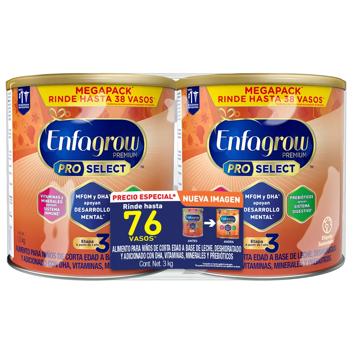 Foto 2 pulgar | Fórmula Infantil Enfagrow Premium Etapa 3, 1.5kg 2pz